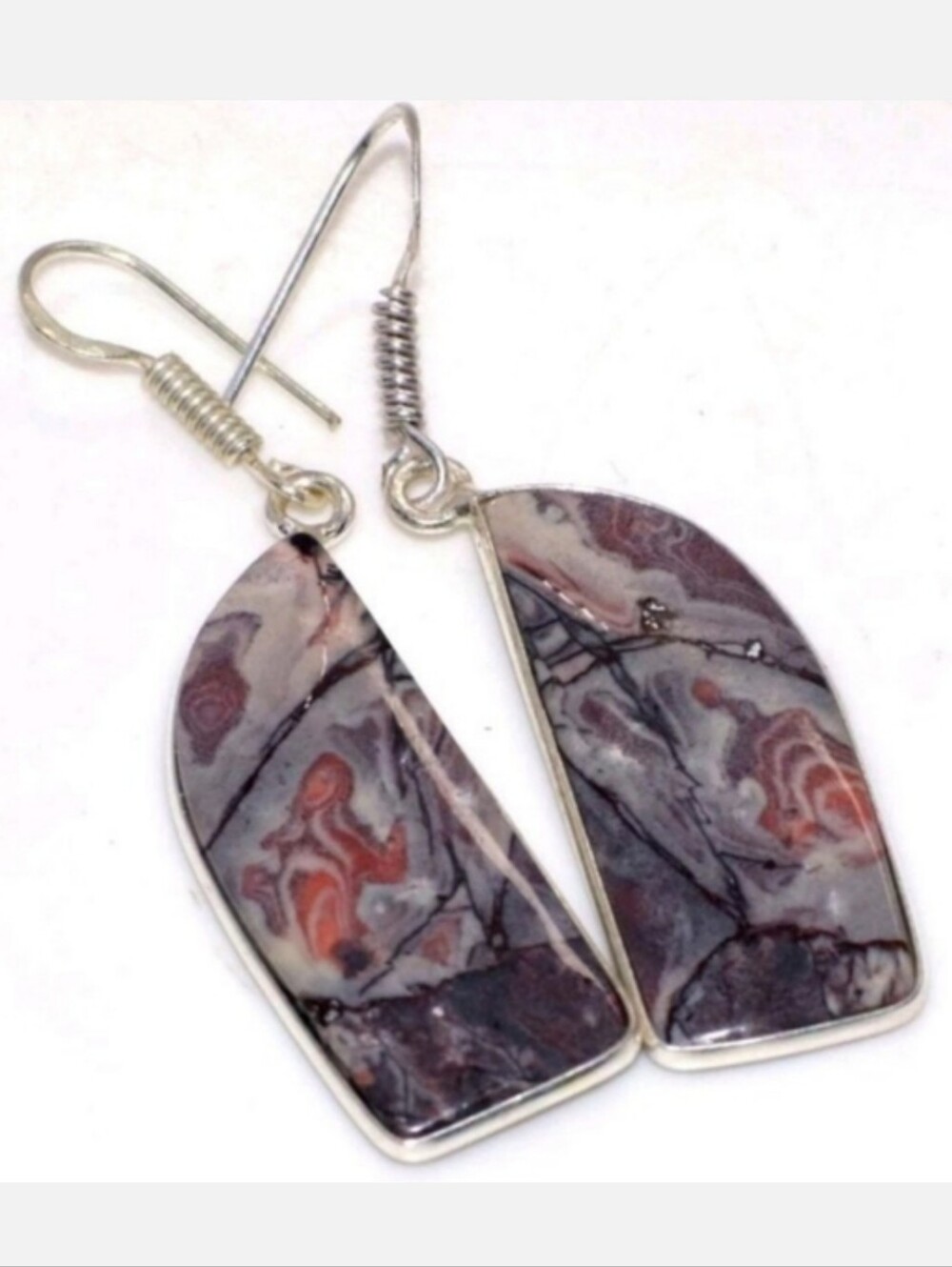 Pink Porcelain Jasper Gemstone Jewelry 925 Sterling Silver Drop Dangle Earrings